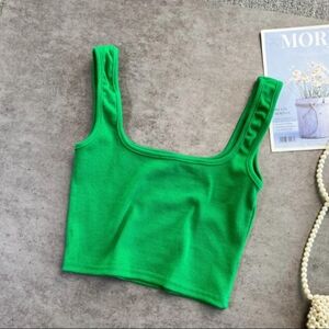Women Green seamless tank crop top